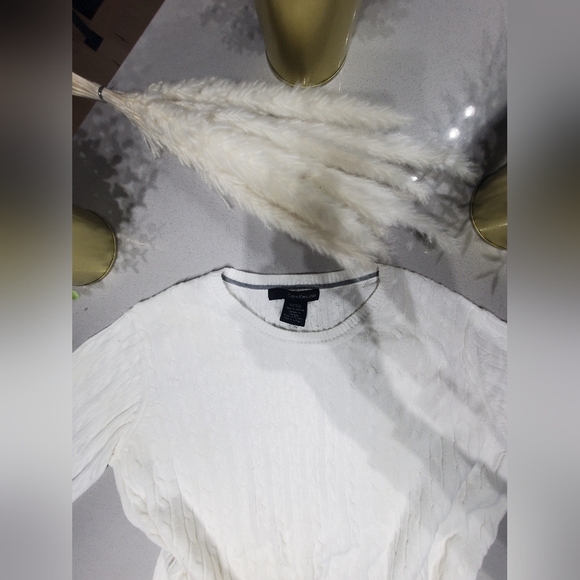 CALVIN KLEIN Très beau pull en tricot extensible de couleur blanc - Picture 3 of 7